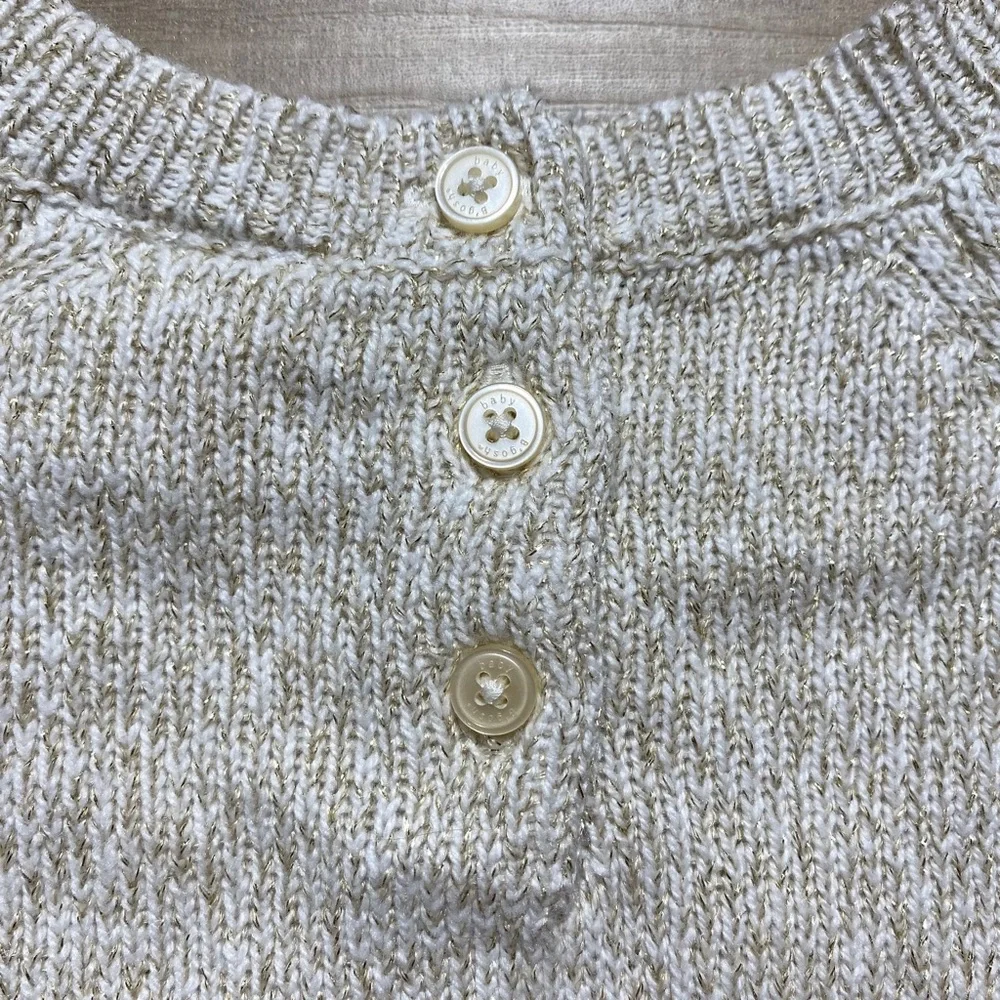 Baby B'gosh Baby Girls Shimmery Knitted Long Sleeve Dress‎ 18M Beige Gold